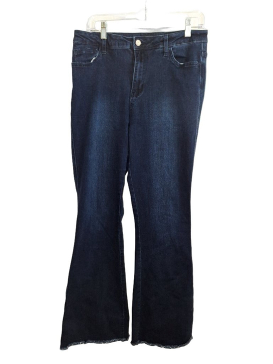 Flying Monkey Denim - Flying Monkey Blue High Rise Flare Jeans Size 31 boho frayed edge
